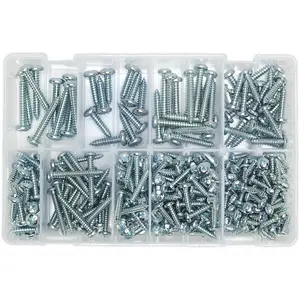 305 Piece Self Tapping Screw Assortment - Zinc Pan Head Pozi - Multiple Sizes for All Projects