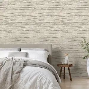 Debona Horizon Stone Taupe Wallpaper Metallic Silver Glamorous Feature Wall