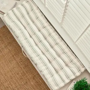 Forest Green Cotton Stripe Indoor Outdoor Garden Chair Sofa Bench Cushion