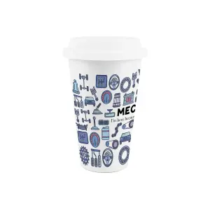 Mechanic Ceramic Travel Mug - Novelty Flasks for Tradies & Car Enthusiasts- Double-Walled Insulated Drinks Cup Gift/Present