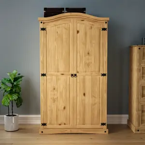 Vida Designs  Corona 2 Door Wardrobe Mexican Solid Waxed Pine (H)1780mm (W)1020mm (D)500mm