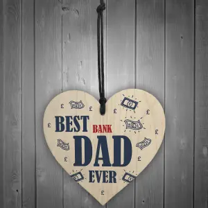 Red Ocean Funny Gift For Dad Novelty Wooden Heart Sign Birthday Gift For Dad Gift For Him