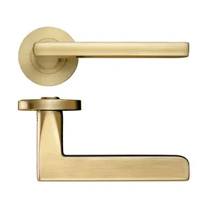 Venice Latch Door Handle (Set of 2) Favo Satin Brass