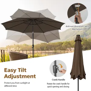 Costway 3M Patio Solar Market Umbrella Parasol with 112 LED Crank &Tilting