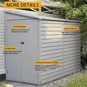 8.8 x 4.7 ft Pent Metal Garden Storage Shed Lean to Shed Motorcycle Shed with Lockable Door,White