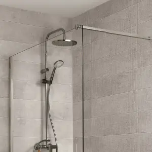 Metal ID Light grey Smooth Matt Concrete effect Porcelain 5x5 Mosaic tile, (L)305mm (W)305mm