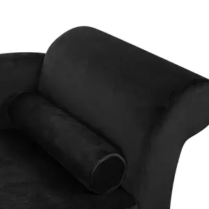 Right Hand Velvet Chaise Lounge Black LUIRO