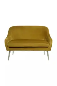 Interiors by Premier Luxurious Mustard Velvet Sofa For Sitting Areas, Spacious 2 Seater Sofa , Mid-century Sofa For  Bedrooms