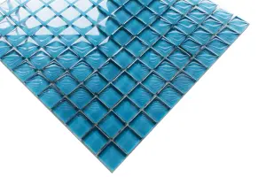 Glass mosaic on mesh for bathroom or kitchen 300mm x 300mm - Sapphire seas