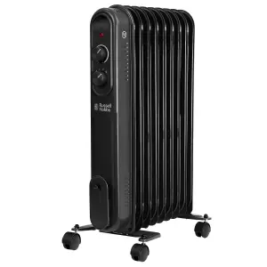 Russell Hobbs Electric Heater 2000W Black 9 Fin Oil Filled Radiator with 2 Year Guarantee RHOFR9004B