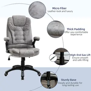 Vinsetto High Back Home Office Chair Swivel Microfibre Fabric Desk Chair, Grey