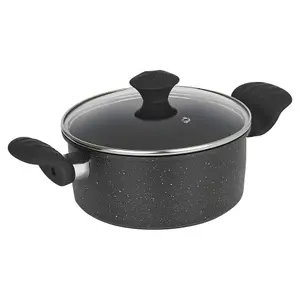 URBNCHEF 24cm Diameter Pressed Carbon Induction Casserole Pot with Soft Touch Handle