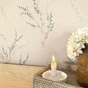 Belgravia Decor Carmella Textured Floral Wallpaper Blue (7156)