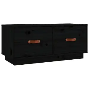 Berkfield TV Cabinet Black 80x34x35 cm Solid Wood Pine