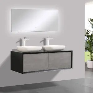 Declan Black & Concrete Wall Mounted Vanity Unit & Basin Set (W)1200mm (H)400mm