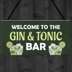 Gin And Tonic Bar Home Bar Man Cave Kitchen Sign Gift For Her Gin Gift