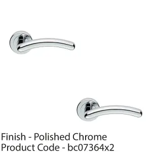 2 PACK - PAIR Arched Round Bar Door Handle on Concealed Fix Round Rose Polished Chrome