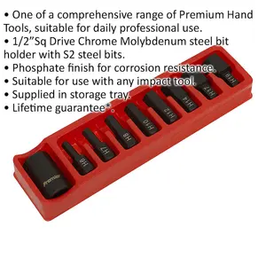 Premium 9 Piece Impact Hex Socket Bit Set with Steel Bit Holder