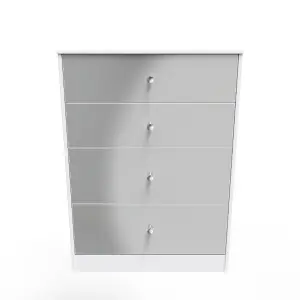 Taunton 4 Drawer Deep Chest in Uniform Grey Gloss & White (Ready Assembled)