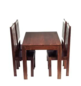 Loft Dark Mango 4 Ft Dining Set With 4 Wooden Chairs