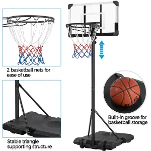 Yaheetech Black Portable Basketball System with Adjustable Height Pole and Wheels 71.6cmL x 45.7cmW