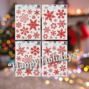 Christmas Stickers Glitter Snowflake Sticker Set X 1 42cm x 30cm Red