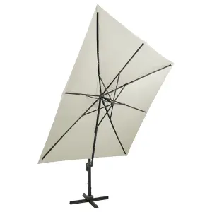 Berkfield Cantilever Umbrella with Pole and LED Lights Sand 300 cm