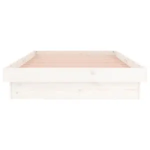 Berkfield LED Bed Frame without Mattress White Single Solid Wood