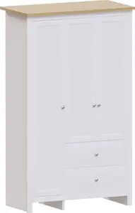 Vida Designs Arlington 3 Door 2 Drawer White Wardrobe