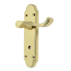 Epsom Door Handle Bathroom Lock Scroll Lever - Brass Pack