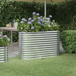 Berkfield Garden Planter Powder-coated Steel 114x40x68 cm Silver