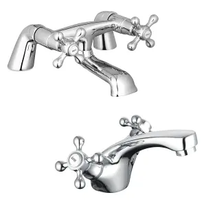 Sterling Traditional Bath Filler Mixer & Basin Tap Pack - Chrome