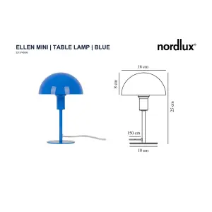 Nordlux Ellen Indoor Bedroom Living Dining Office Mini Table Lamp Light in Blue (Diam) 16cm