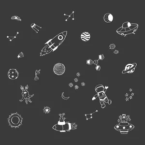 Space Doodles Wall Sticker Pack (White)