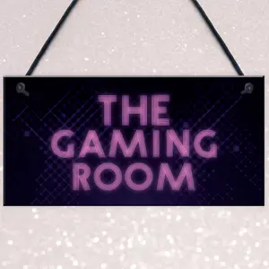 GAMING ROOM Sign Neon Effect Hanging Games Room Man Cave Bedroom Sign