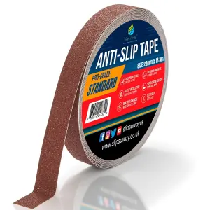 Non Slip Tape Roll Pro Standard Grade -Indoor/Outdoor Use by Slips Away - Brown 25mm x 18m