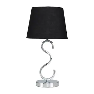 ValueLights Cabonna Modern Sleek Design Polished Chrome Touch Table Lamp with Black Tapered Light Shade