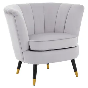 Interiors by Premier Grey Velvet Chair with Black Wood and Gold finish Legs, Backrest Dining Chair,Easy to Clean Armchair