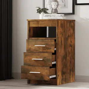 Berkfield Drawer Cabinet Smoked Oak 40x50x76 cm Engineered Wood