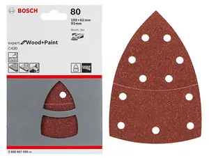 BOSCH Expert for Wood + Paint Sanding Sheets (Grit 80) (20/Pack) (For: Bosch PSM 100A, EasySander 18V-8 & UniversalSander 18V)