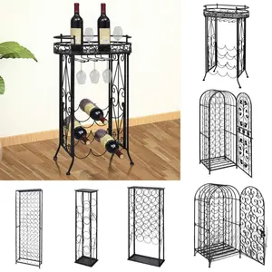 vidaXL Wine Rack with Glass Holder for 9 Bottles Metal