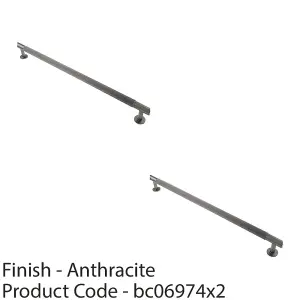 2 PACK - Reeded Lined Bar Door Pull Handle - 350mm x 13mm - 320mm Centres - Anthracite