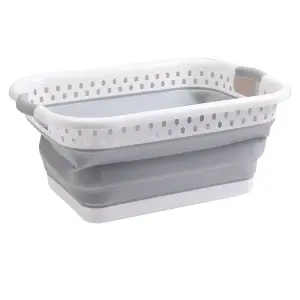 39L Collapsible Foldable Laundry Basket - Grey