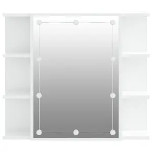 Berkfield Mirror Cabinet with LED High Gloss White 70x16.5x60 cm