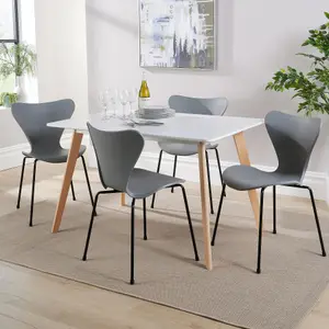 Home Source Fleur Table and 4 Grey Penny Chairs