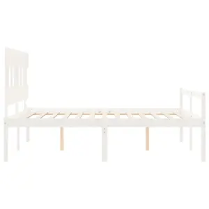 Berkfield Bed Frame with Headboard White King Size Solid Wood