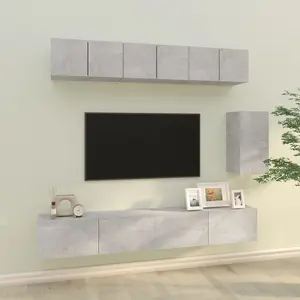 Berkfield 6 Piece TV Cabinet Set Concrete Grey Engineered Wood