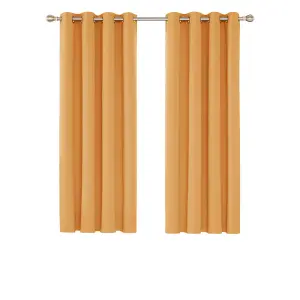 Deconovo Eyelet Energy Saving Curtains Thermal Curtains Blackout Curtains for Bedroom, Orange, 52 x 45 Inch, Two Panels