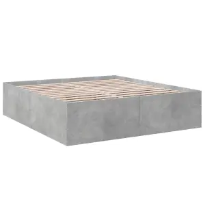 Berkfield Bed Frame without Mattress Concrete Grey 200x200 cm