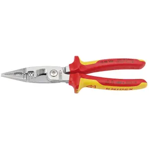 KNIPEX 13 86 200 Pliers for Electrical Installation insulated with multi-component grips, VDE-tested chrome-plated, 200mm 31460